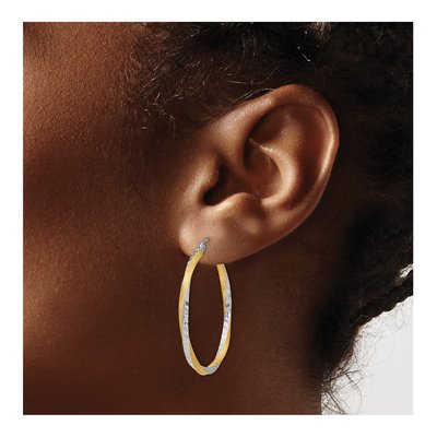14K Yellow Gold 35mm Diamond-Cut Hoop Earrings – view 4