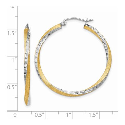 14K Yellow Gold 35mm Diamond-Cut Hoop Earrings – view 5