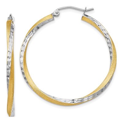 14K Yellow Gold 35mm Diamond-Cut Hoop Earrings