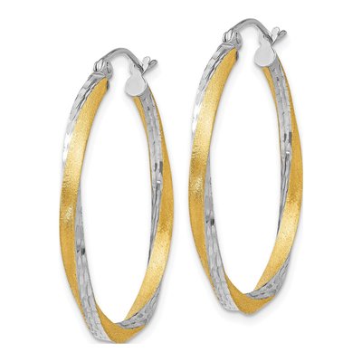 14K Yellow Gold 30mm Twisted Hoop Earrings – view 3