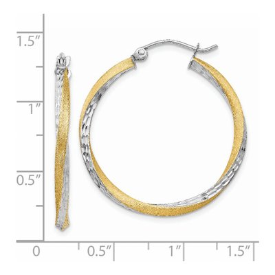 14K Yellow Gold 30mm Twisted Hoop Earrings – view 5