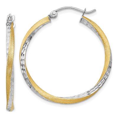 14K Yellow Gold 30mm Twisted Hoop Earrings