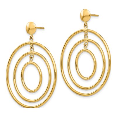 14K Yellow Gold Graduated Circles Dangle Earrings – view 3