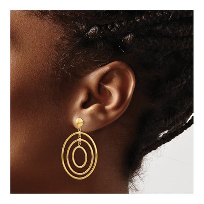 14K Yellow Gold Graduated Circles Dangle Earrings – view 4
