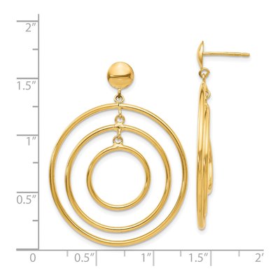 14K Yellow Gold Graduated Circles Dangle Earrings – view 5
