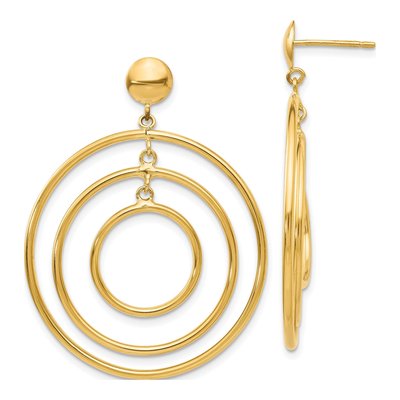14K Yellow Gold Graduated Circles Dangle Earrings