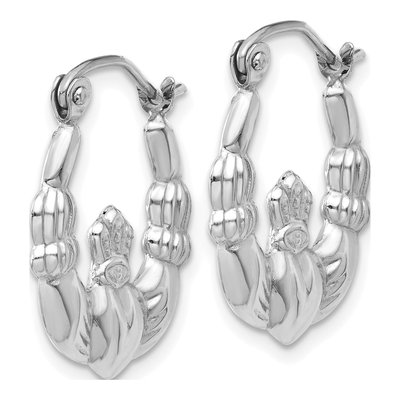 14K White Gold Claddagh Hoop Earrings – view 3