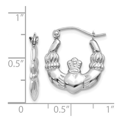 14K White Gold Claddagh Hoop Earrings – view 5