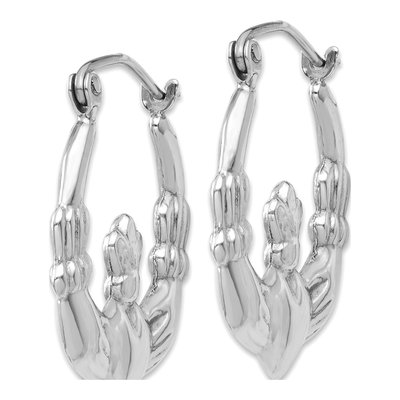 14K White Gold Claddagh Hoop Earrings – view 3