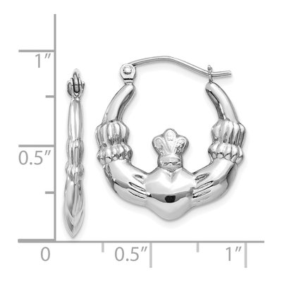 14K White Gold Claddagh Hoop Earrings – view 5