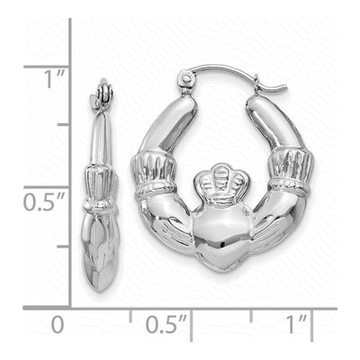 14K White Gold Claddagh Hoop Earrings – view 5