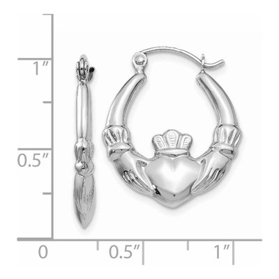 14K White Gold Claddagh Hoop Earrings – view 5