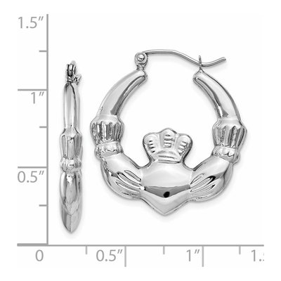 14K White Gold Claddagh Hoop Earrings – view 5