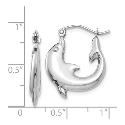 14K White Gold Dolphin Hoop Earrings – view 4