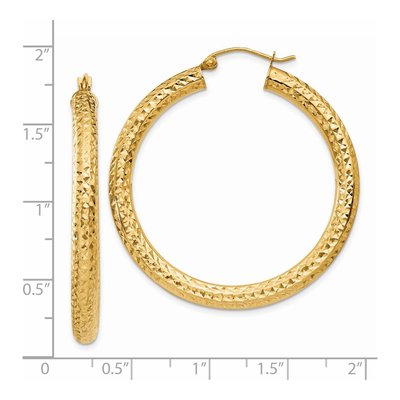 14K Yellow Gold 40mm Diamond-Cut Tube Hoop Earrings – view 5