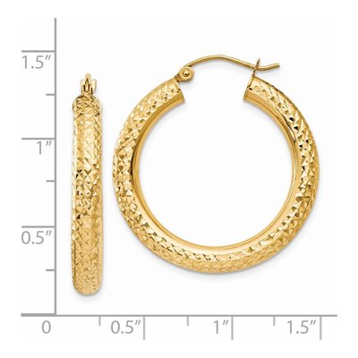 14K Yellow Gold 30mm Diamond-Cut Hoop Earrings – view 5