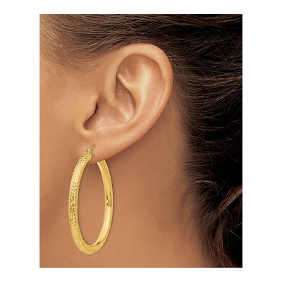 14K Yellow Gold 45mm Diamond-Cut Hoop Earrings – view 4