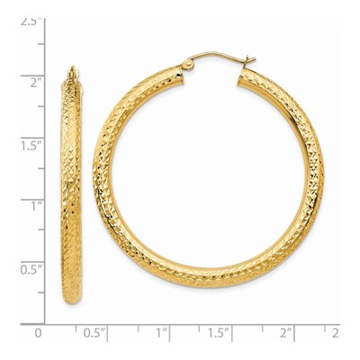 14K Yellow Gold 45mm Diamond-Cut Hoop Earrings – view 5