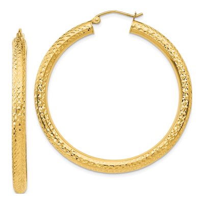 14K Yellow Gold 45mm Diamond-Cut Hoop Earrings