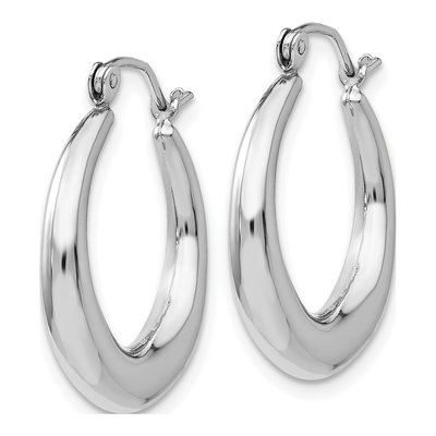 14K White Gold 15mm Hoop Earrings – view 3
