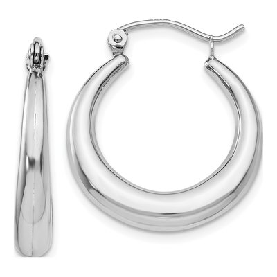 14K White Gold 15mm Hoop Earrings