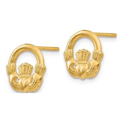 14K Yellow Gold Claddagh Stud Earrings – view 3