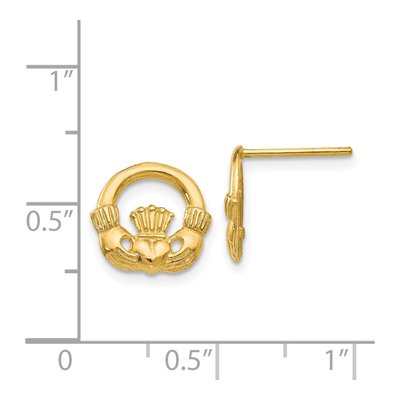 14K Yellow Gold Claddagh Stud Earrings – view 5