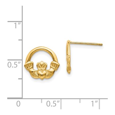 14K Yellow Gold Claddagh Stud Earrings – view 5