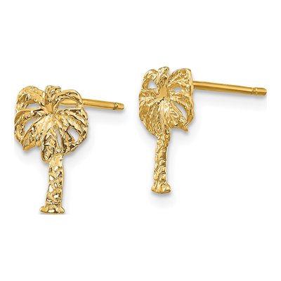 14K Yellow Gold Palm Tree Stud Earrings – view 3