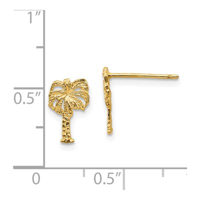 14K Yellow Gold Palm Tree Stud Earrings – view 5