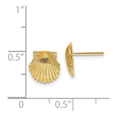 14K Yellow Gold Scallop Shell Stud Earrings – view 5