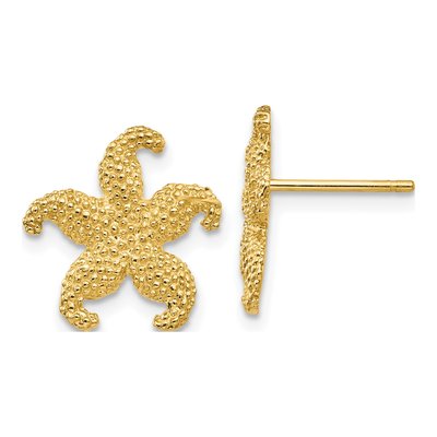 14K Yellow Gold Starfish Stud Earrings