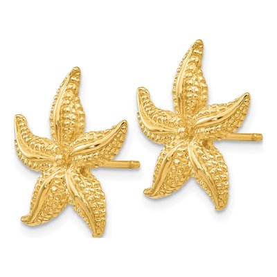 14K Yellow Gold Starfish Stud Earrings – view 3