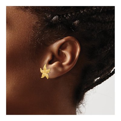 14K Yellow Gold Starfish Stud Earrings – view 4