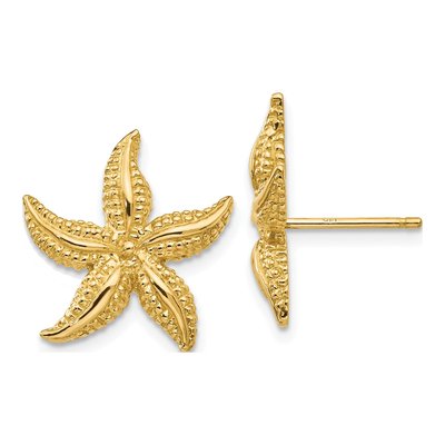 14K Yellow Gold Starfish Stud Earrings