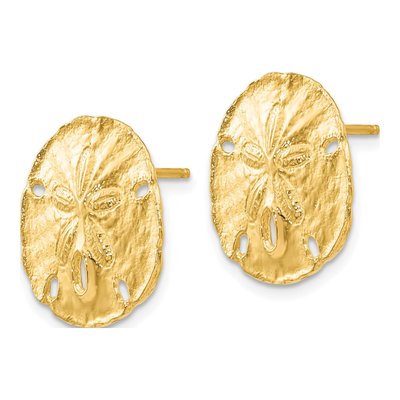 14K Yellow Gold Sand Dollar Stud Earrings – view 3