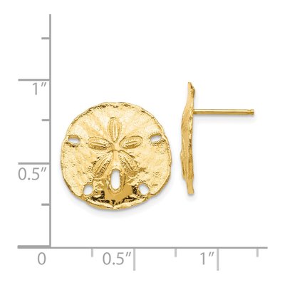 14K Yellow Gold Sand Dollar Stud Earrings – view 5