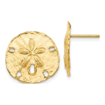 14K Yellow Gold Sand Dollar Stud Earrings