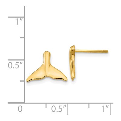 14K Yellow Gold Whale Tail Stud Earrings – view 5