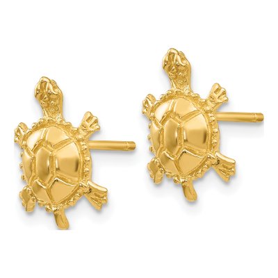 14K Yellow Gold Turtle Stud Earrings – view 3