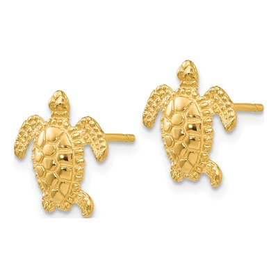 14K Yellow Gold Sea Turtle Stud Earrings – view 3