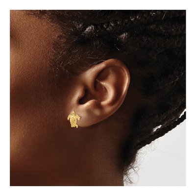 14K Yellow Gold Sea Turtle Stud Earrings – view 4