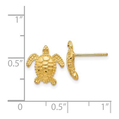 14K Yellow Gold Sea Turtle Stud Earrings – view 5