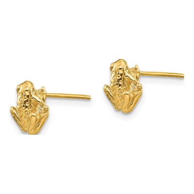14K Yellow Gold Mini Frog Stud Earrings – view 3