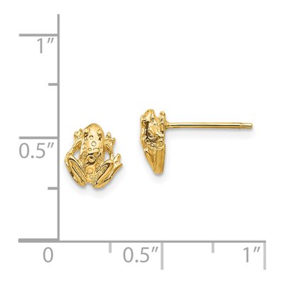 14K Yellow Gold Mini Frog Stud Earrings – view 5