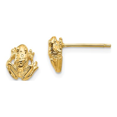 14K Yellow Gold Mini Frog Stud Earrings