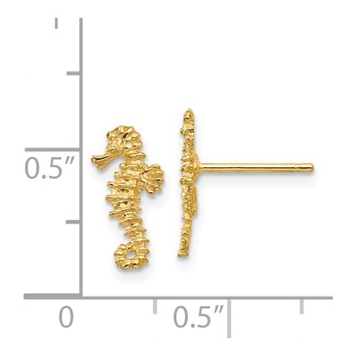 14K Yellow Gold Mini Seahorse Stud Earrings – view 5