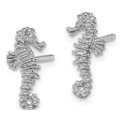14K White Gold Mini Seahorse Stud Earrings – view 2
