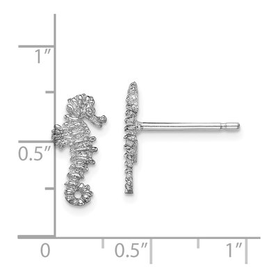 14K White Gold Mini Seahorse Stud Earrings – view 4