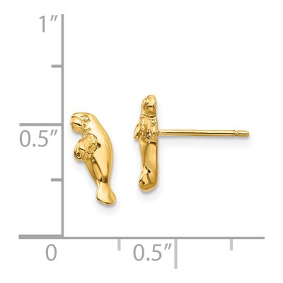 14K Yellow Gold Mini Manatee Stud Earrings – view 5